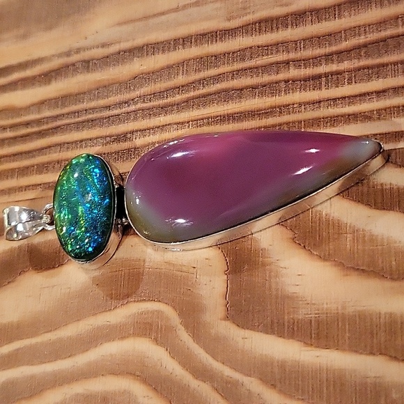 Botswana Agate & Triplet Opal Pendant - Picture 3 of 6